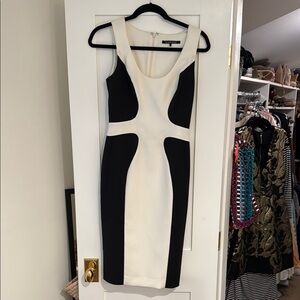 Black Halo Black and White Sheath Dress Cocktail